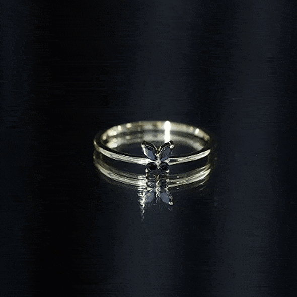 Genuine Black Onyx Butterfly Promise Ring