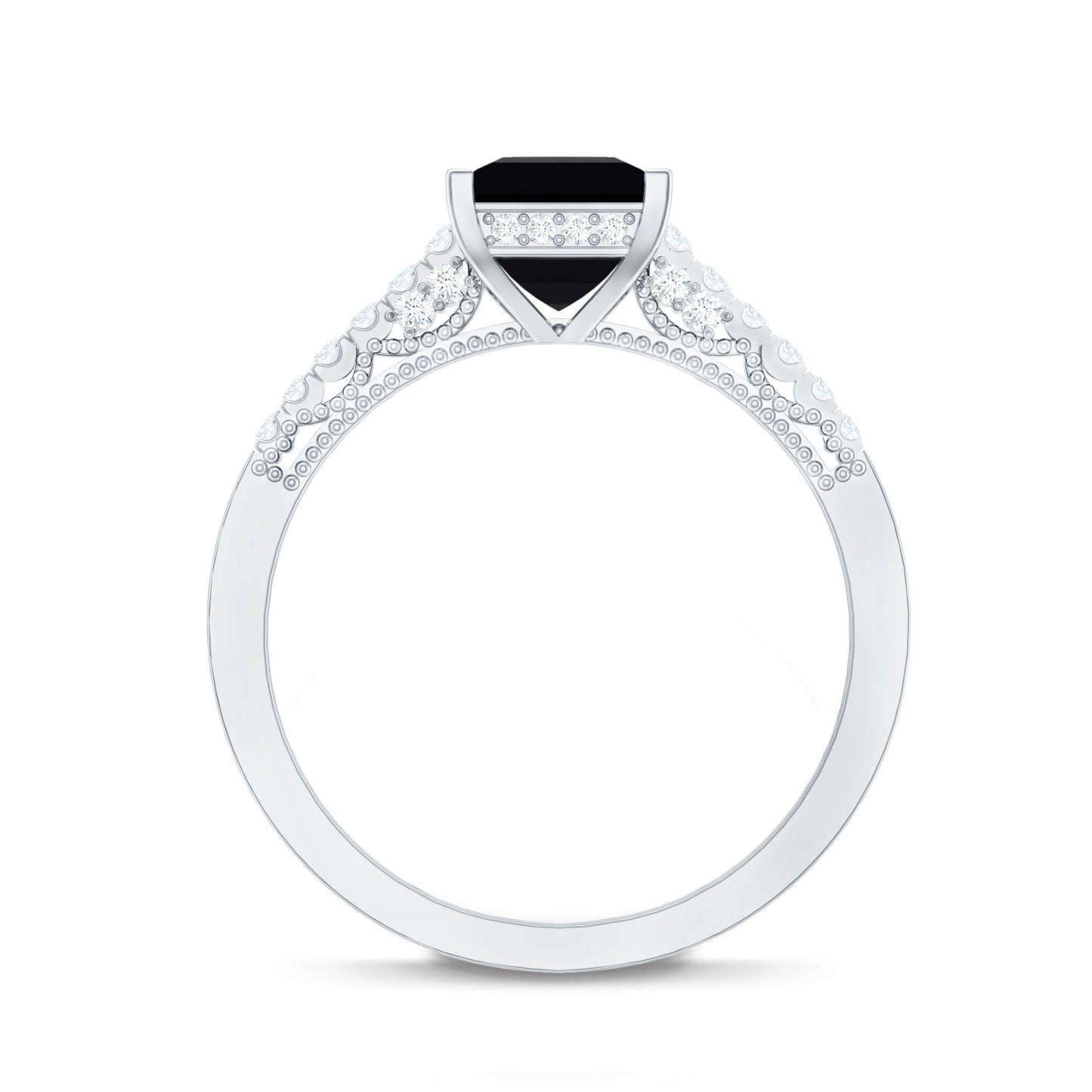 1.5 CT Solitaire Created Black Diamond Minimal Solitaire Ring with Diamond