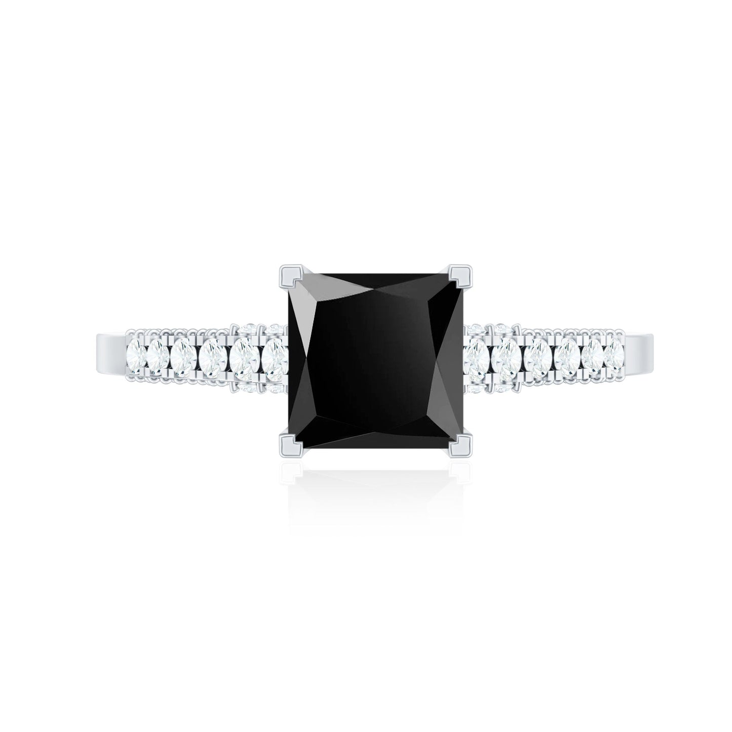 1.5 CT Solitaire Created Black Diamond Minimal Solitaire Ring with Diamond