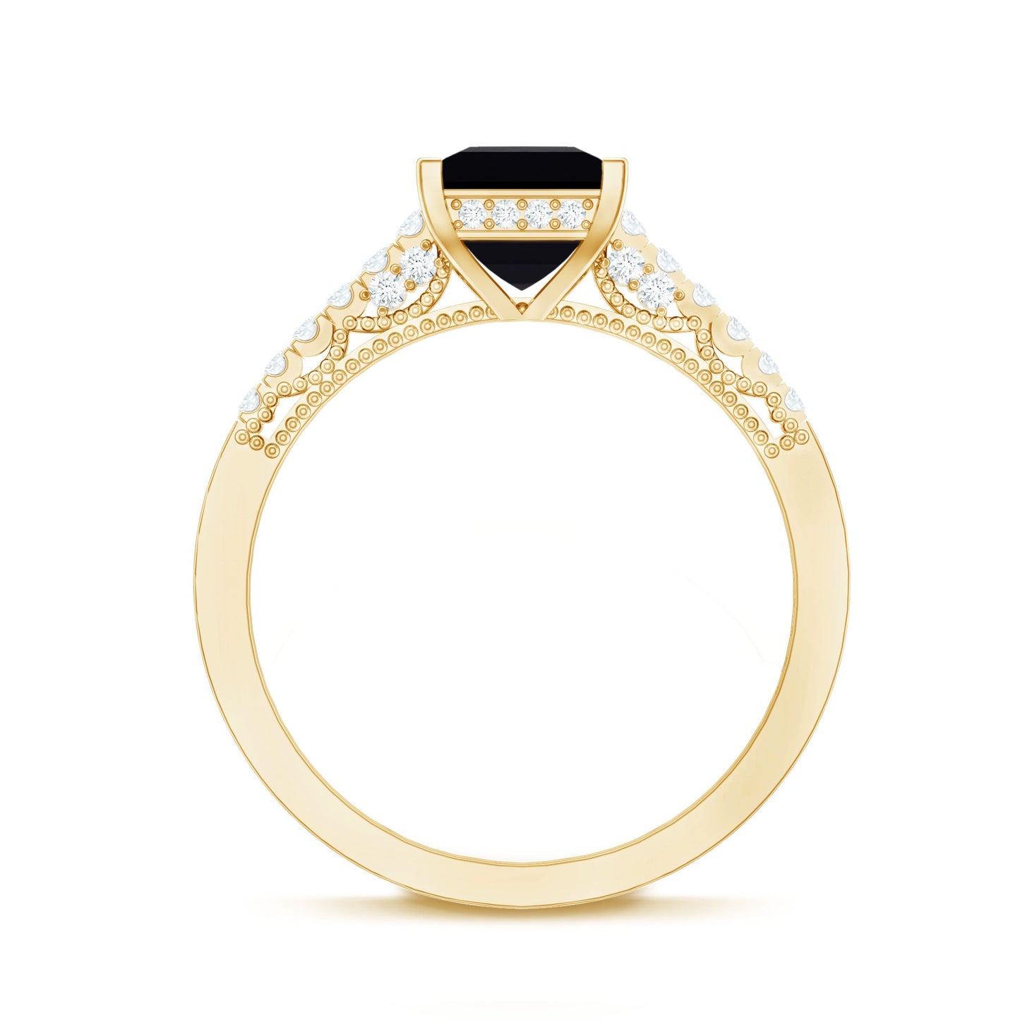 1.5 CT Solitaire Created Black Diamond Minimal Solitaire Ring with Diamond