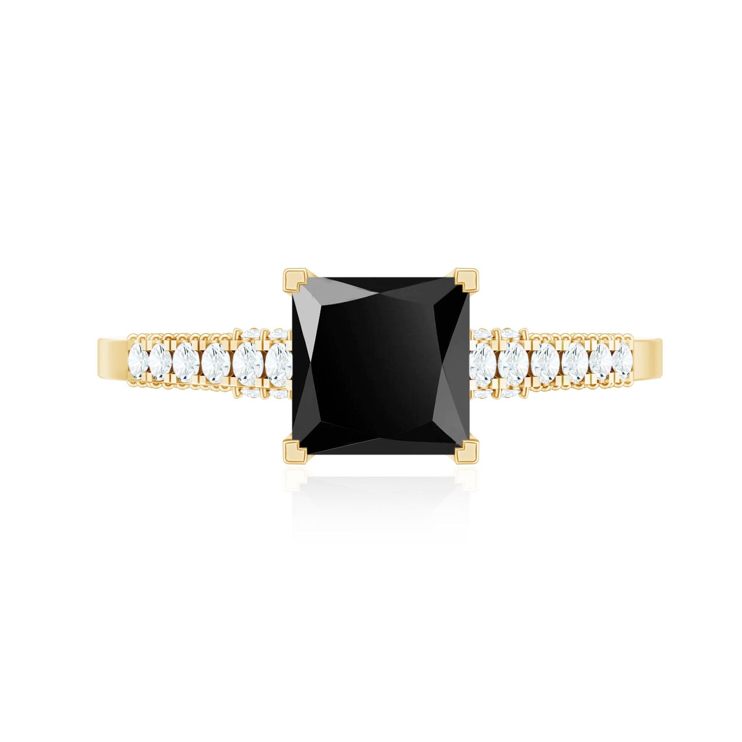 1.5 CT Solitaire Created Black Diamond Minimal Solitaire Ring with Diamond