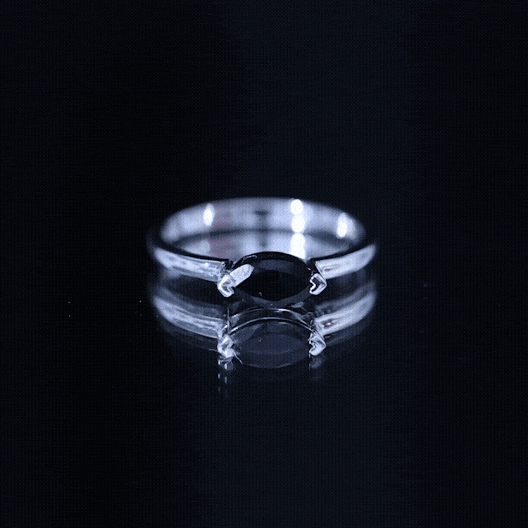 Marquise Cut Solitaire Black Onyx East West Promise Ring