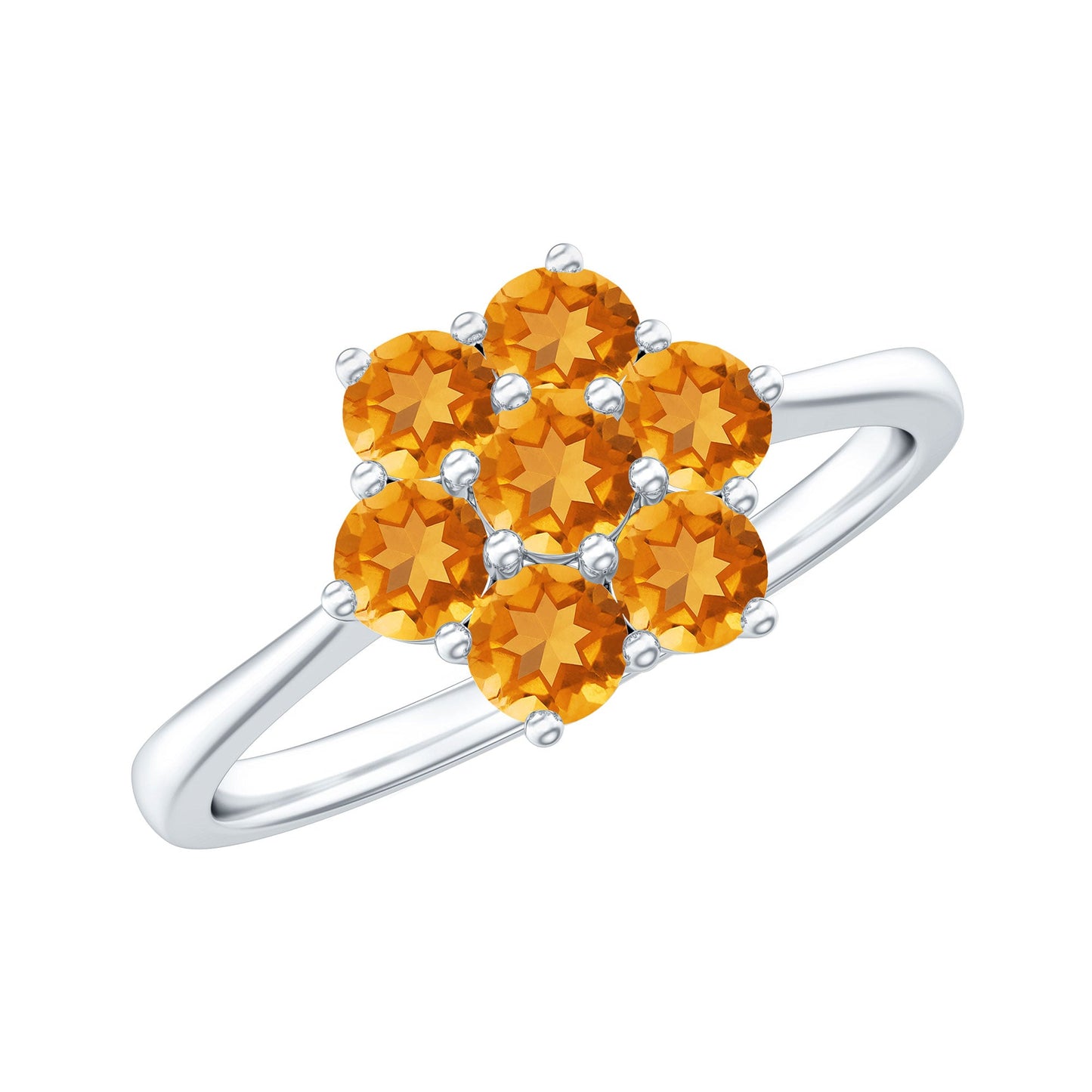 Natural Citrine Floral Engagement Ring with Certificate