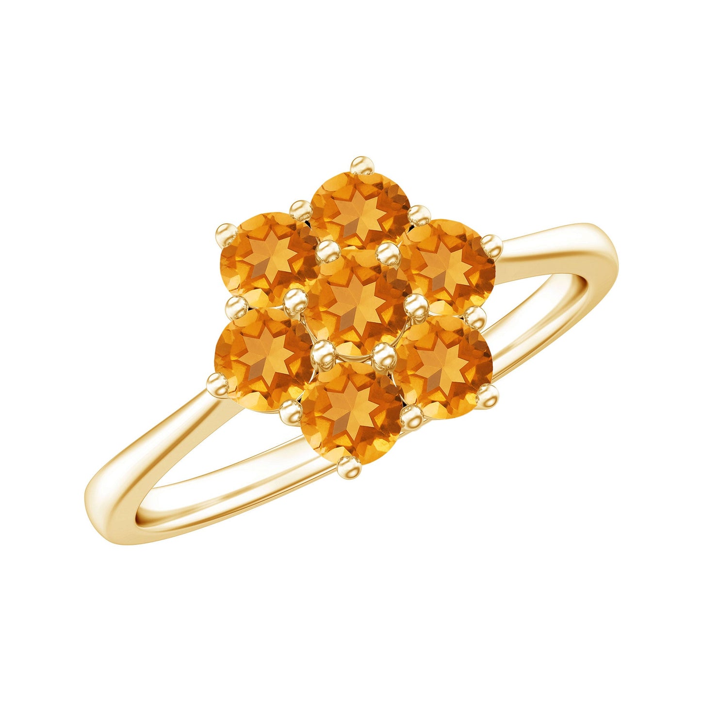 Natural Citrine Floral Engagement Ring with Certificate
