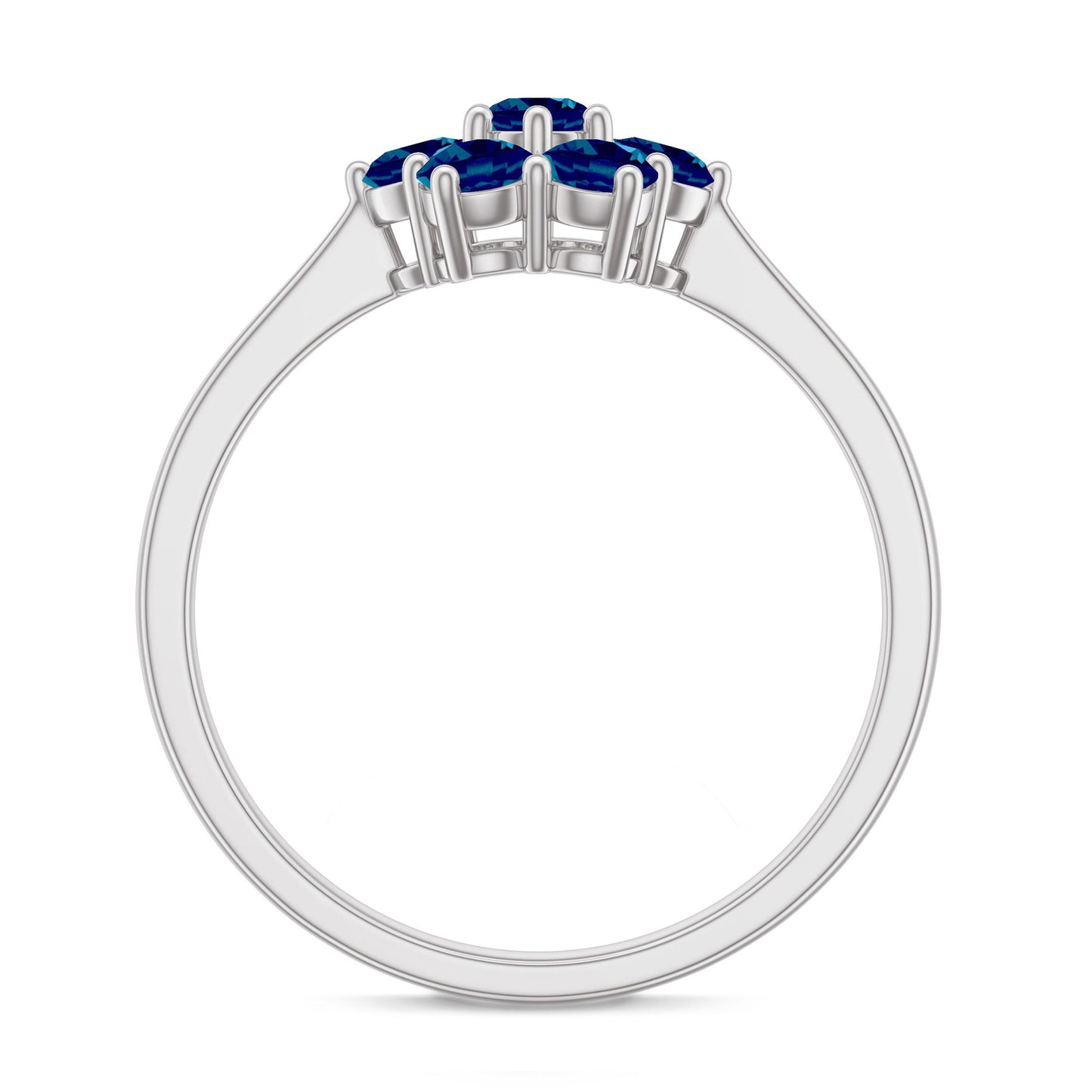 Genuine London Blue Topaz Flower Engagement Ring With Certificate