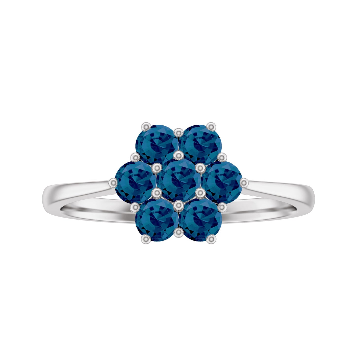 Genuine London Blue Topaz Flower Engagement Ring With Certificate