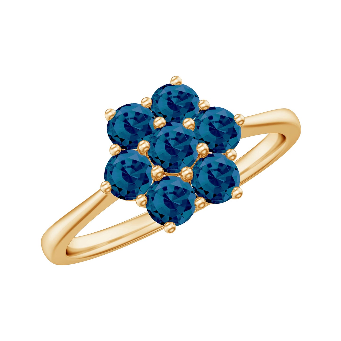 Genuine London Blue Topaz Flower Engagement Ring With Certificate