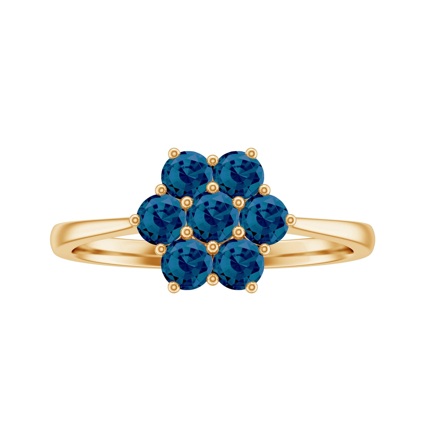 Genuine London Blue Topaz Flower Engagement Ring With Certificate