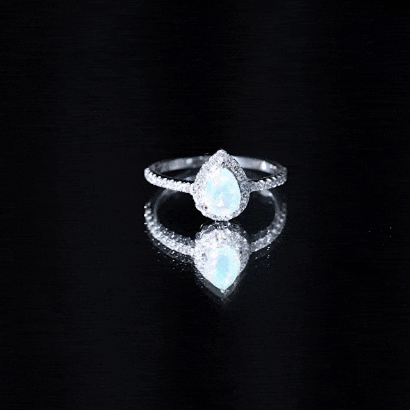 Natural 5X7mm Ethiopian Opal Teardrop Engagement Ring with Diamond Halo
