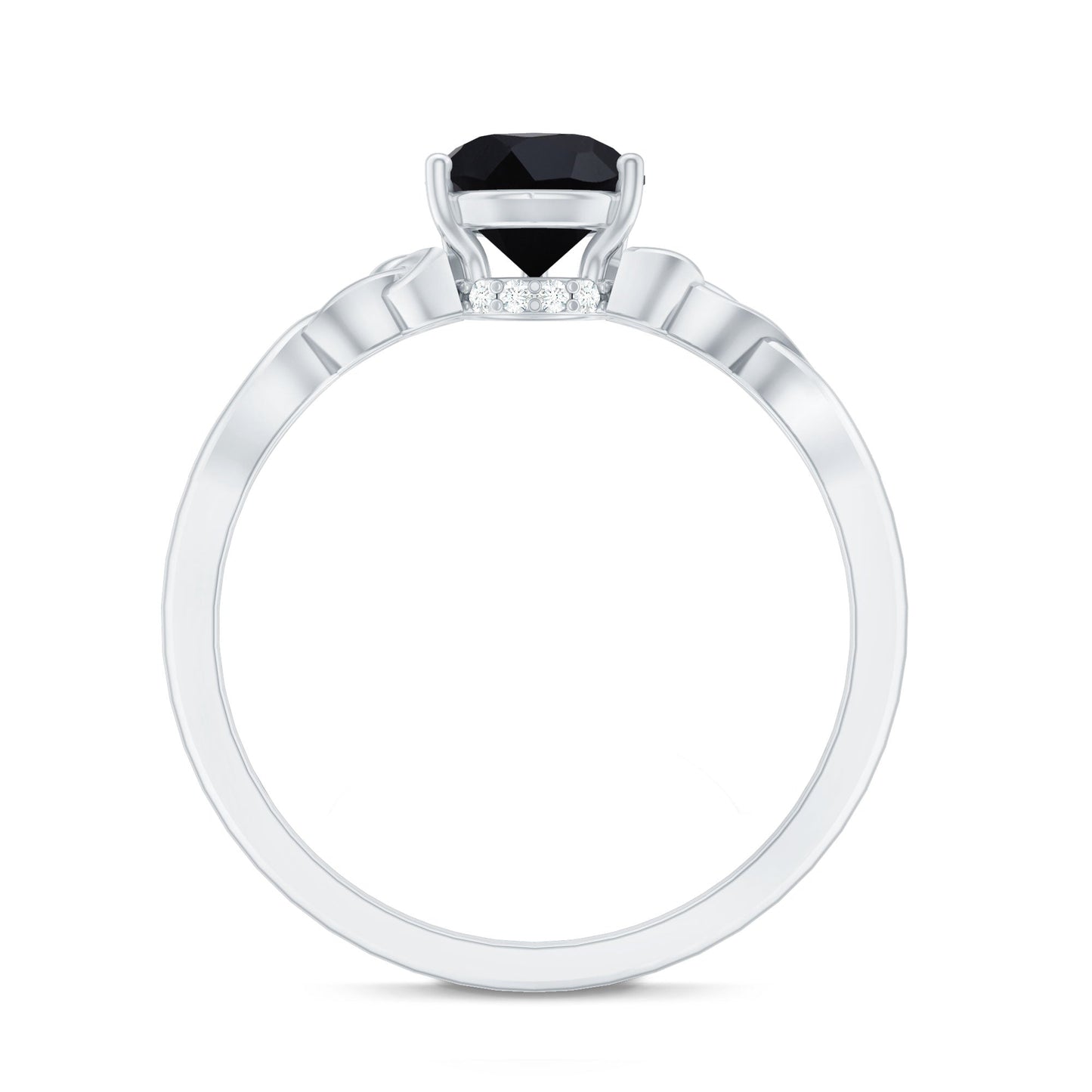 Solitaire Pear Cut Black Onyx Engagement Ring with Celtic Band