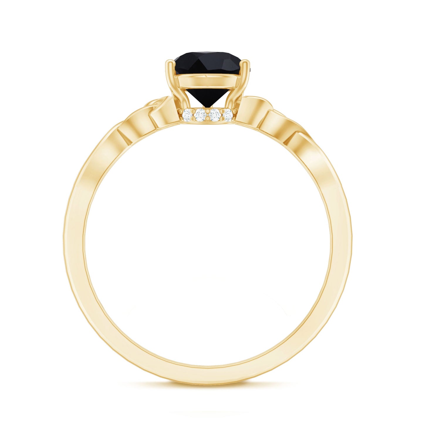 Solitaire Pear Cut Black Onyx Engagement Ring with Celtic Band