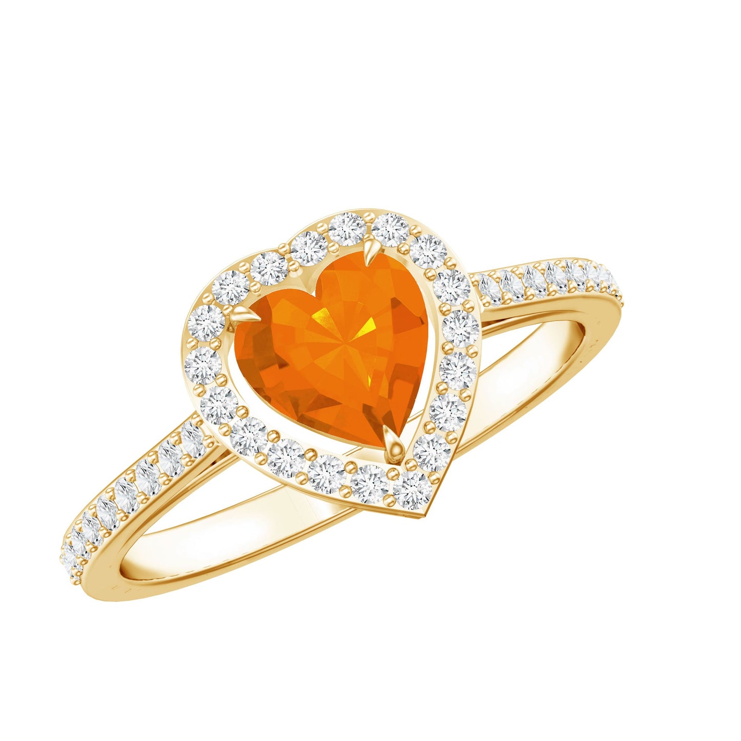 1 Carat Heart Shape Fire Opal Engagement Ring with Diamond Halo