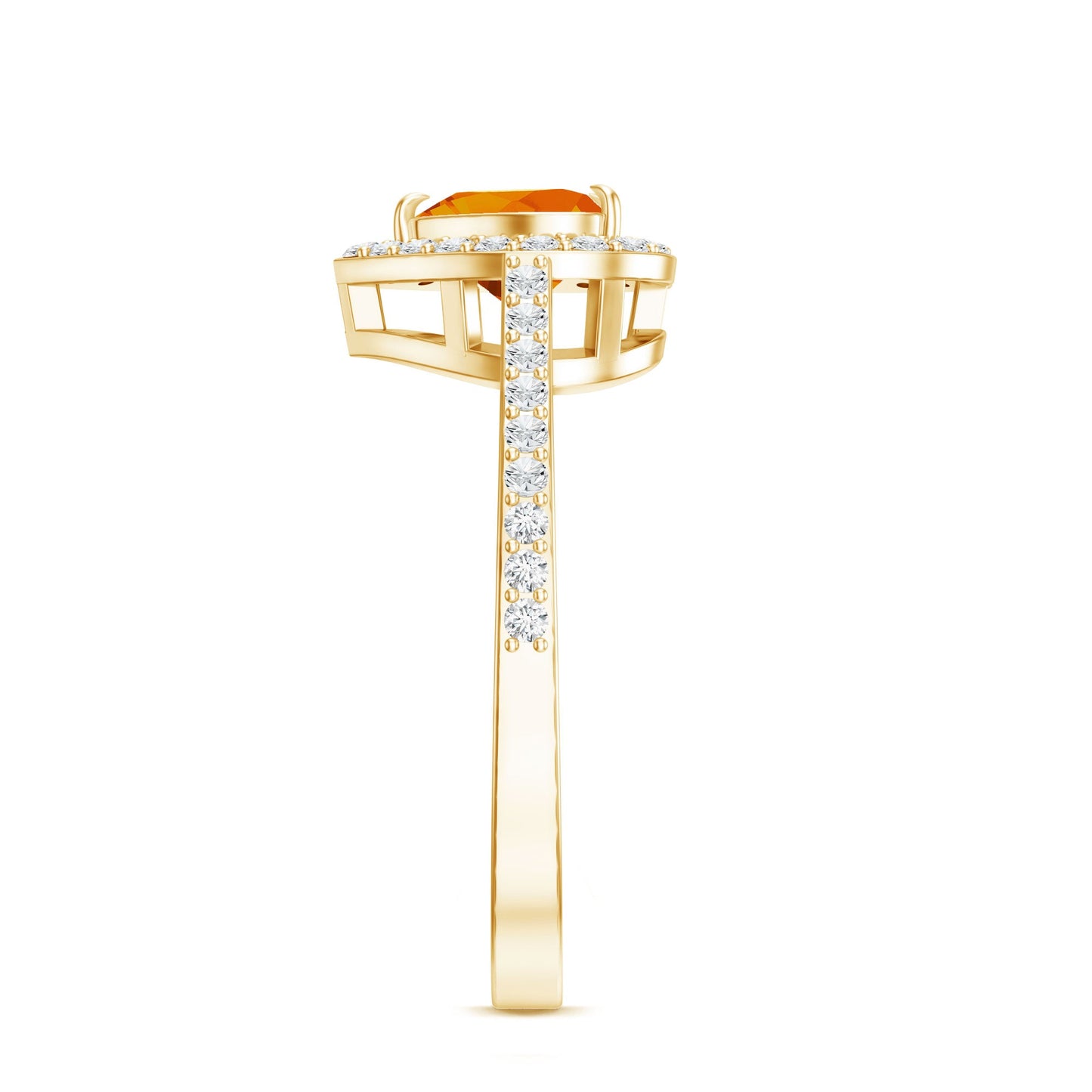 1 Carat Heart Shape Fire Opal Engagement Ring with Diamond Halo