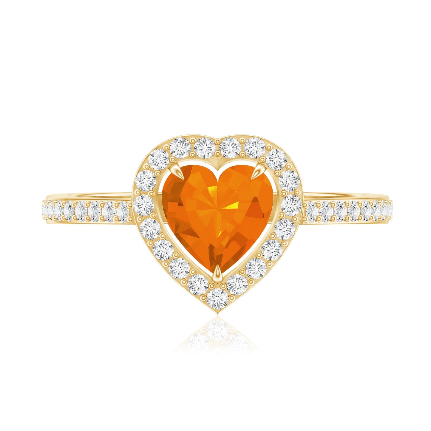 1 Carat Heart Shape Fire Opal Engagement Ring with Diamond Halo