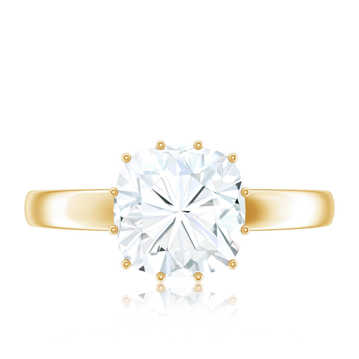 Certified 8 MM Cushion Cut Moissanite Solitaire Engagement Ring