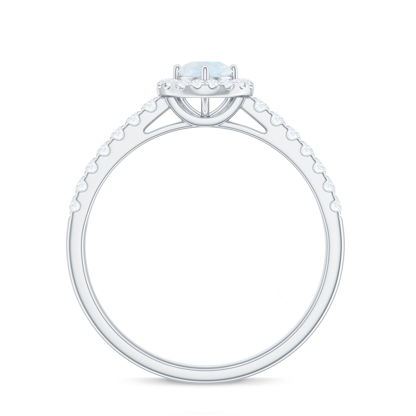 0.75 CT Moonstone and Diamond Halo Engagement Ring