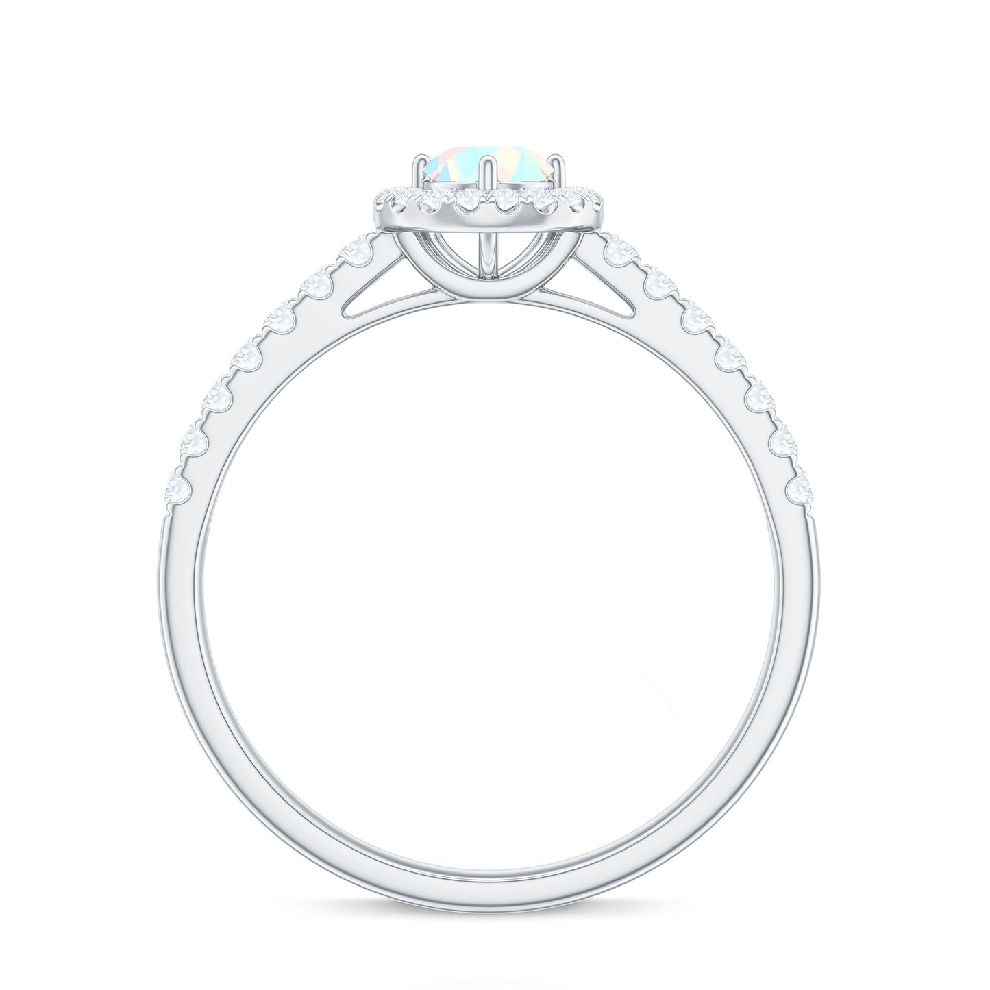Natural Ethiopian Opal Diamond Engagement Ring with Halo