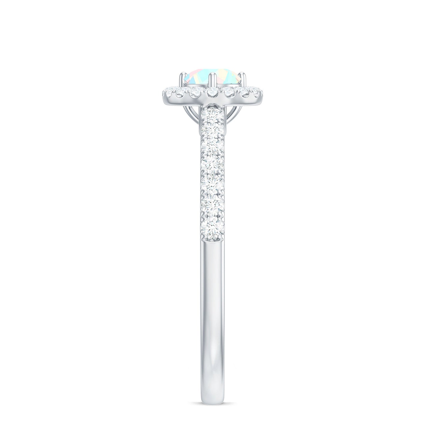 Natural Ethiopian Opal Diamond Engagement Ring with Halo