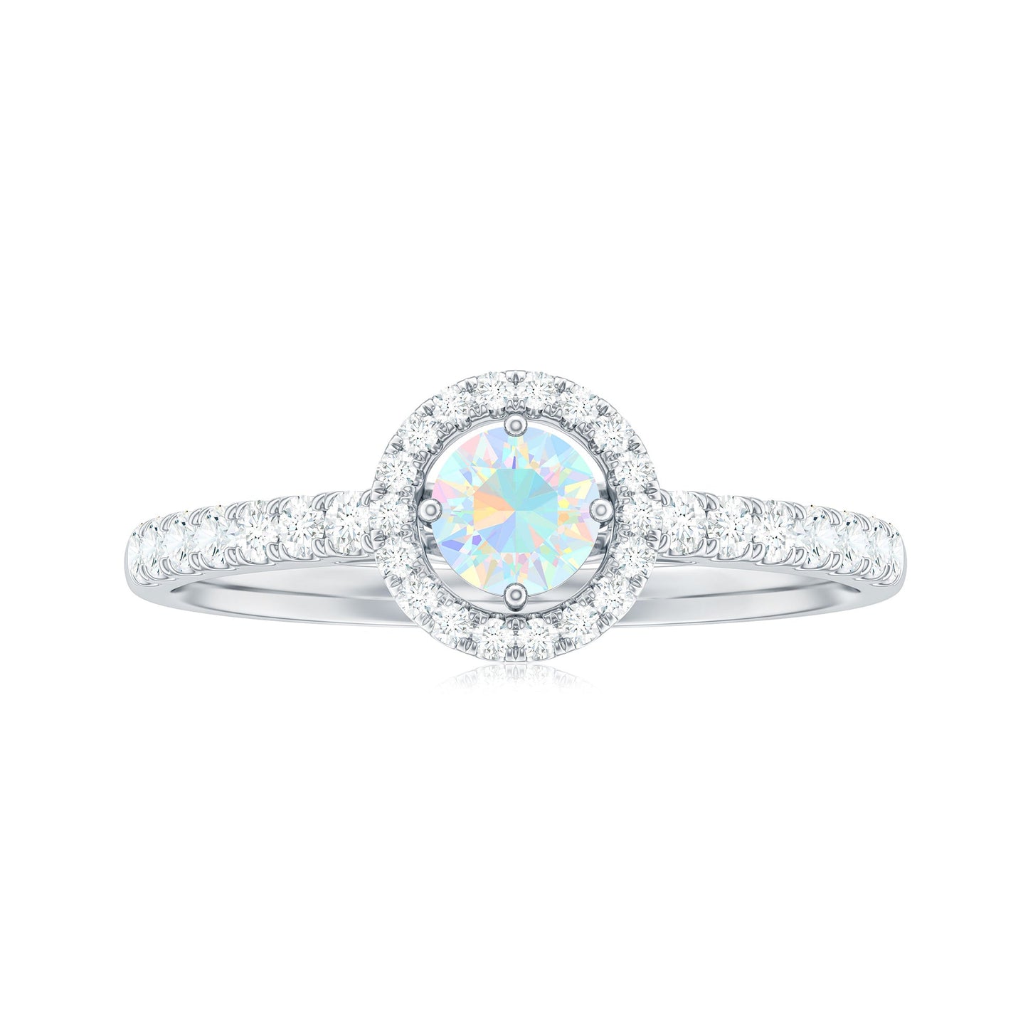 Natural Ethiopian Opal Diamond Engagement Ring with Halo