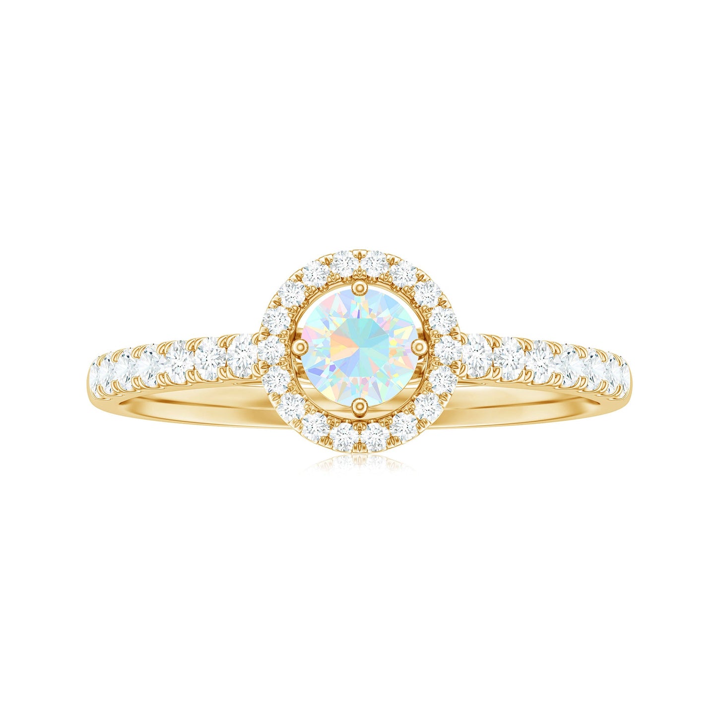 Natural Ethiopian Opal Diamond Engagement Ring with Halo