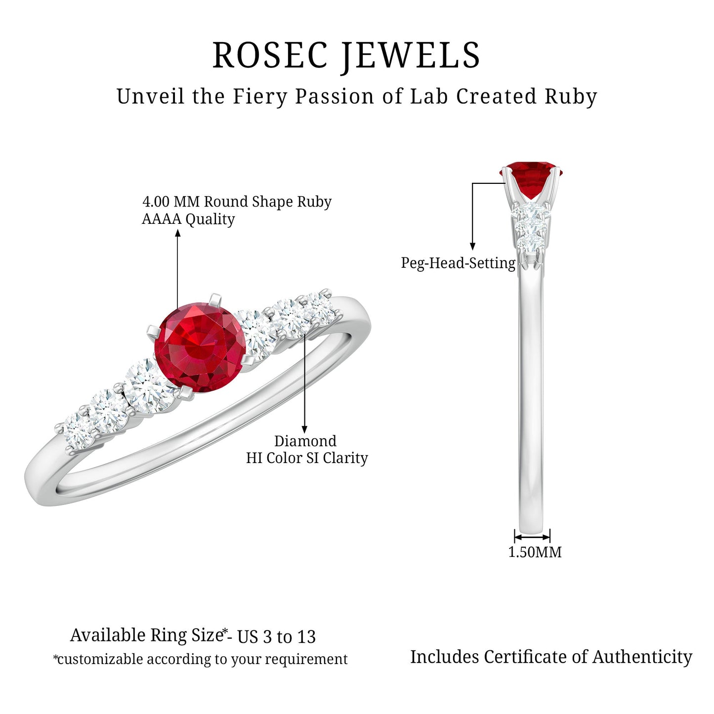 Graduated Style Lab Created Ruby and Diamond Promise Ring