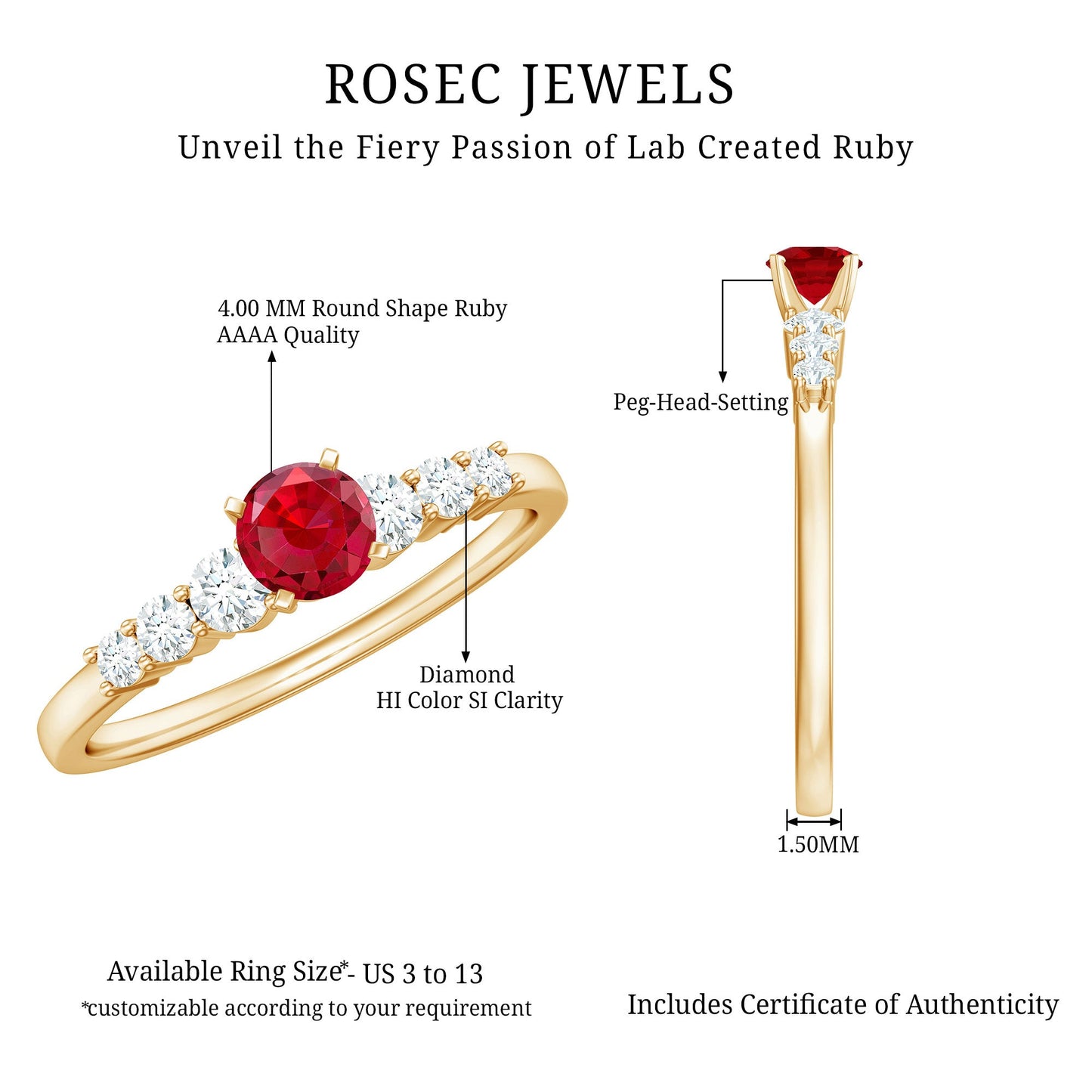 Graduated Style Lab Created Ruby and Diamond Promise Ring