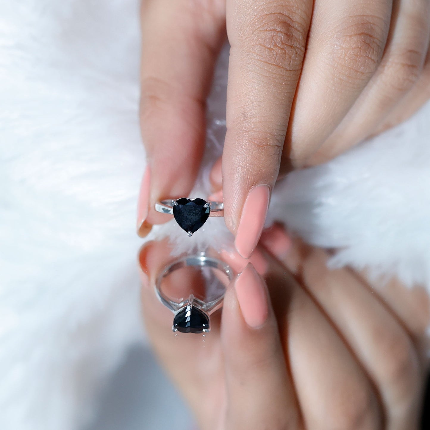 Heart Shaped Created Black Diamond Solitaire Promise Ring