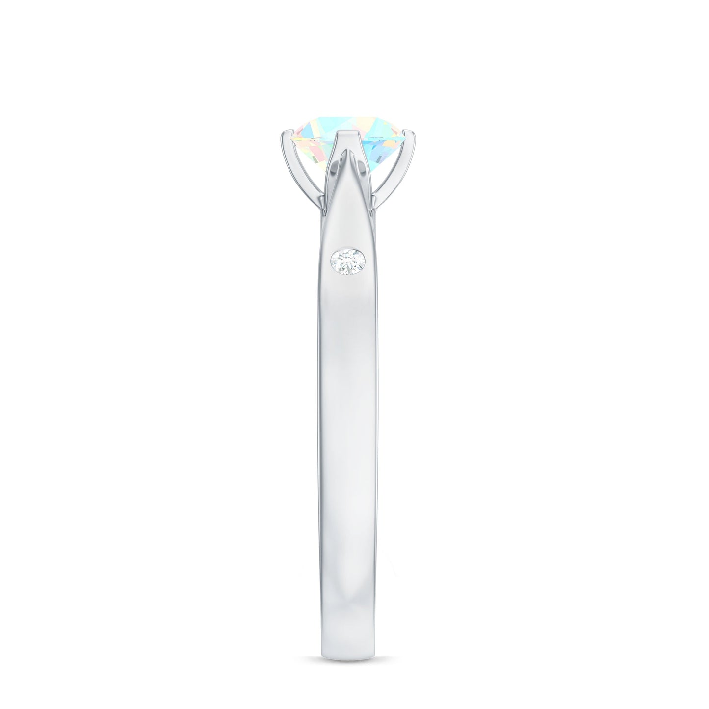 Natural Solitaire Ethiopian Opal Promise Ring with Diamond