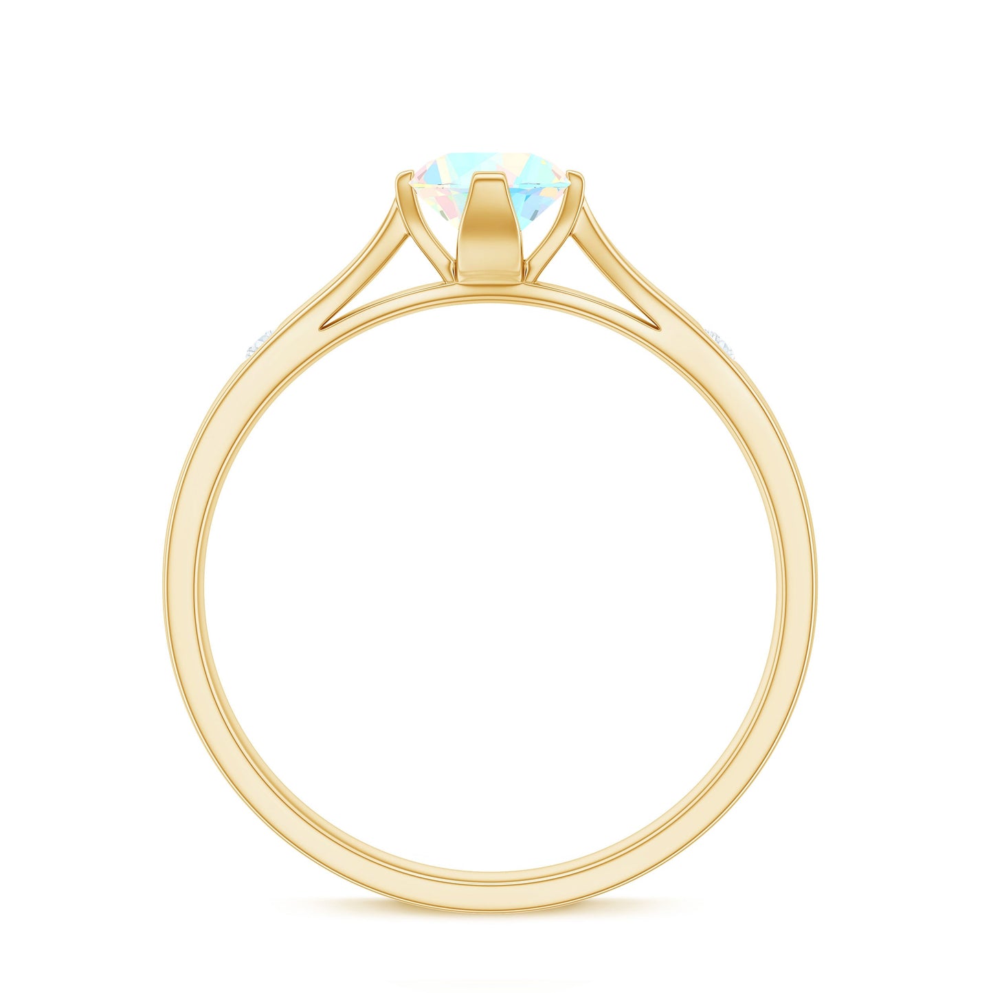 Natural Solitaire Ethiopian Opal Promise Ring with Diamond