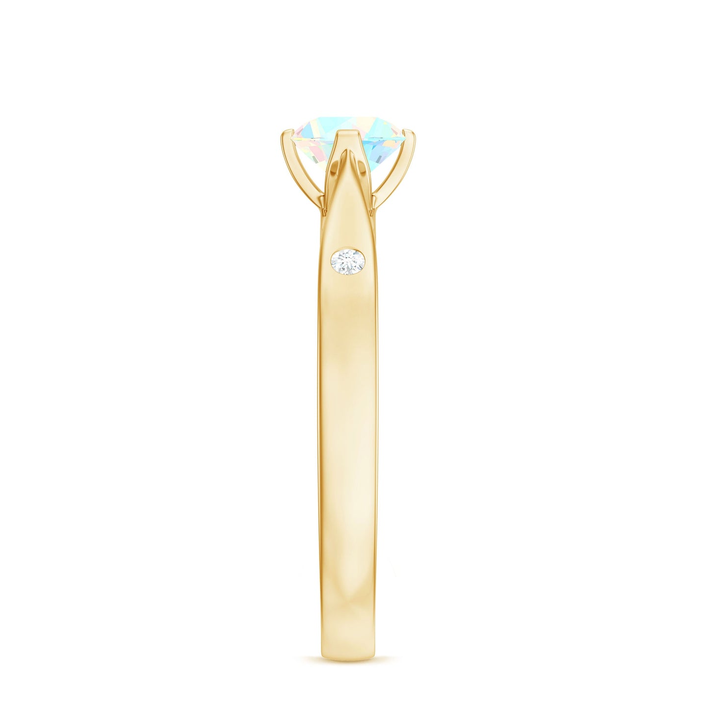 Natural Solitaire Ethiopian Opal Promise Ring with Diamond