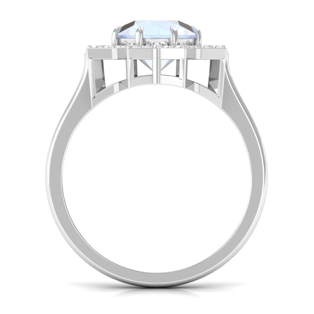1.25 CT Moonstone Star Shape Engagement Ring with Diamond