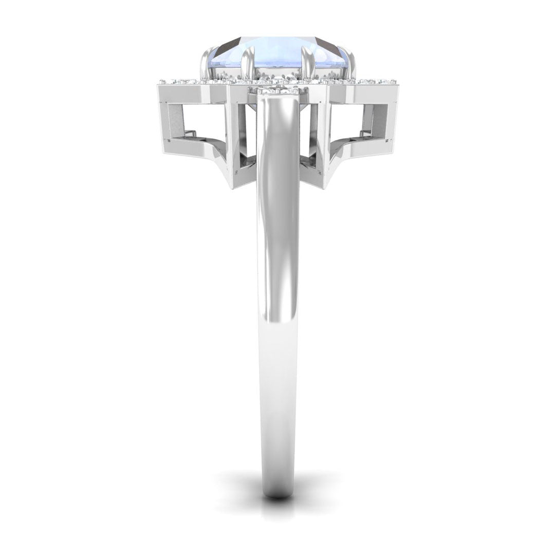 1.25 CT Moonstone Star Shape Engagement Ring with Diamond