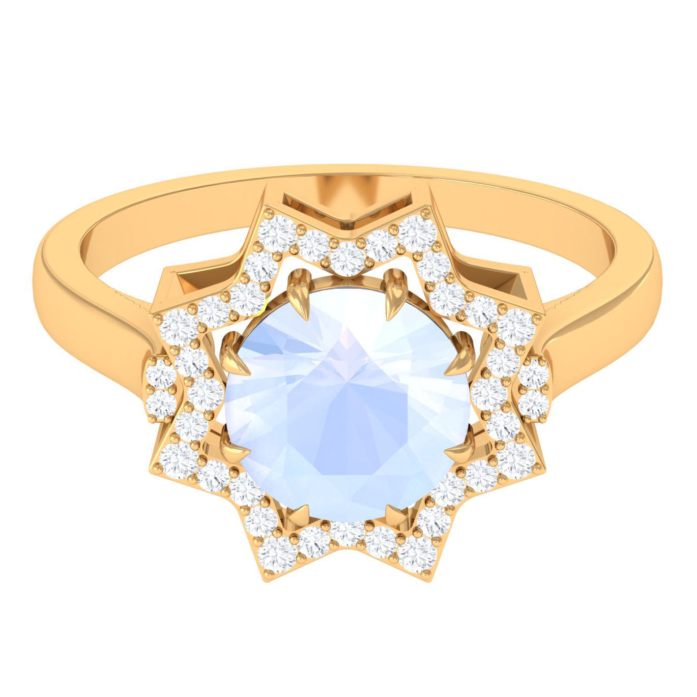 1.25 CT Moonstone Star Shape Engagement Ring with Diamond