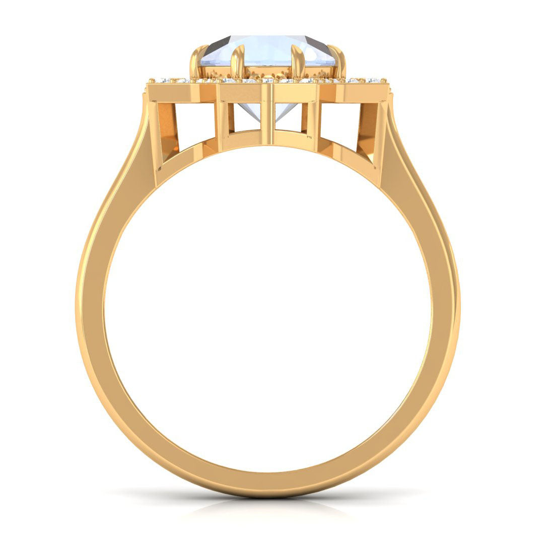 1.25 CT Moonstone Star Shape Engagement Ring with Diamond