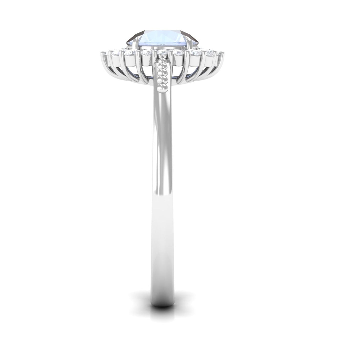 3/4 CT Natural Moonstone Engagement Ring with Diamond Accent