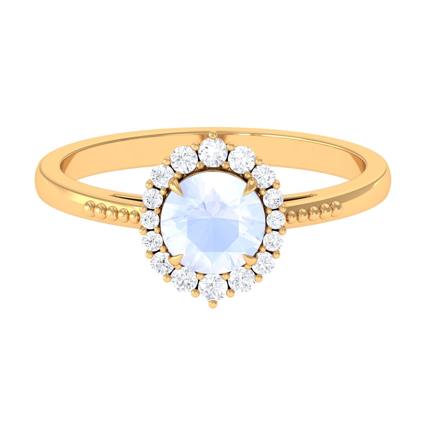 3/4 CT Natural Moonstone Engagement Ring with Diamond Accent