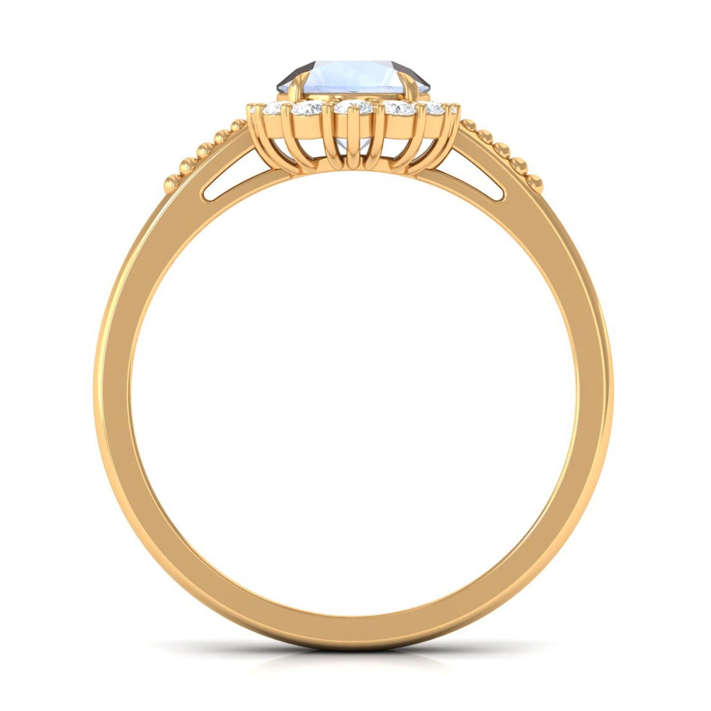3/4 CT Natural Moonstone Engagement Ring with Diamond Accent