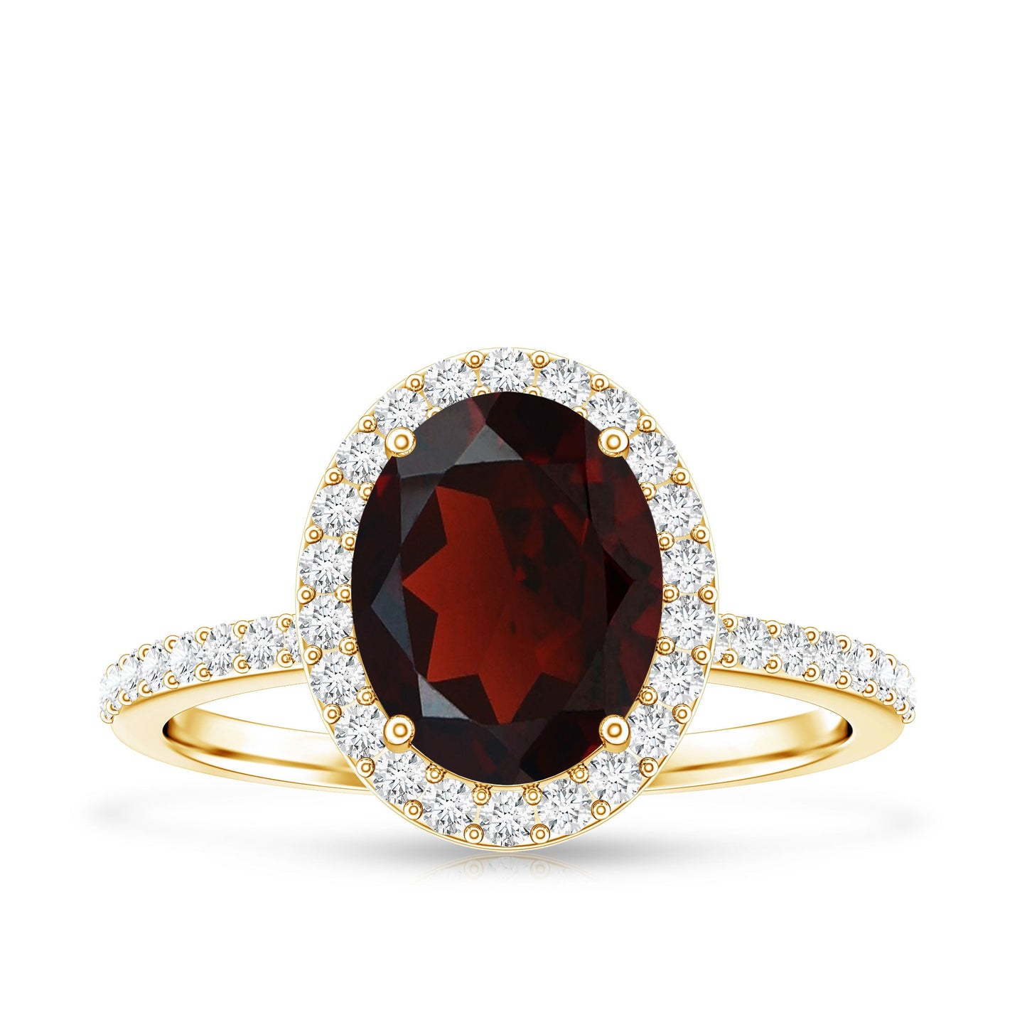Certified Real 8X10mm Garnet Oval Engagement Ring with Diamond Halo