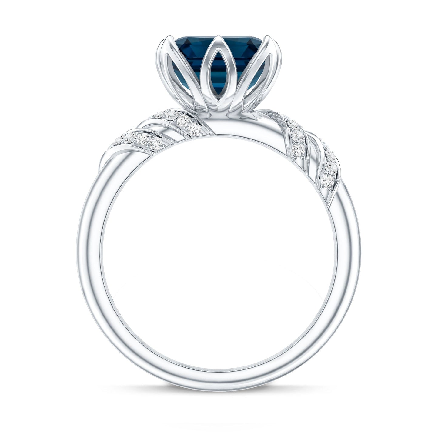 8mm Asscher Cut London Blue Topaz Designer Solitaire Engagement Ring