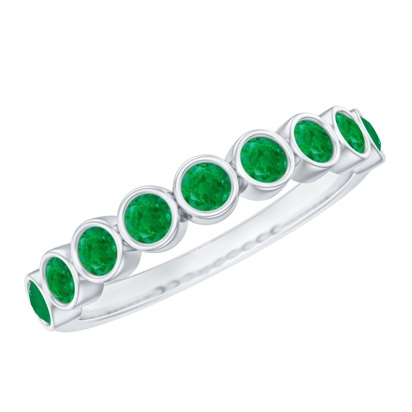 Certified Bezel Set Emerald Eternity Band Ring