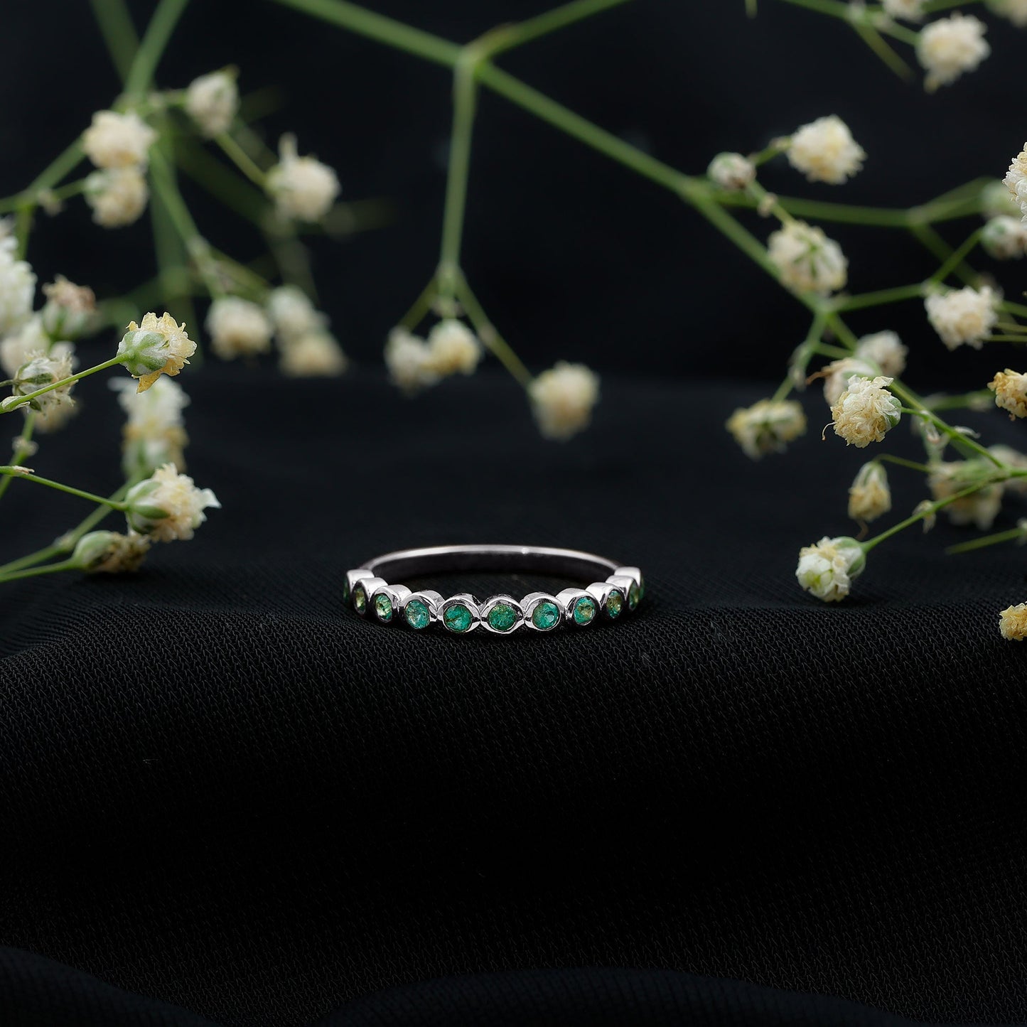 Certified Bezel Set Emerald Eternity Band Ring
