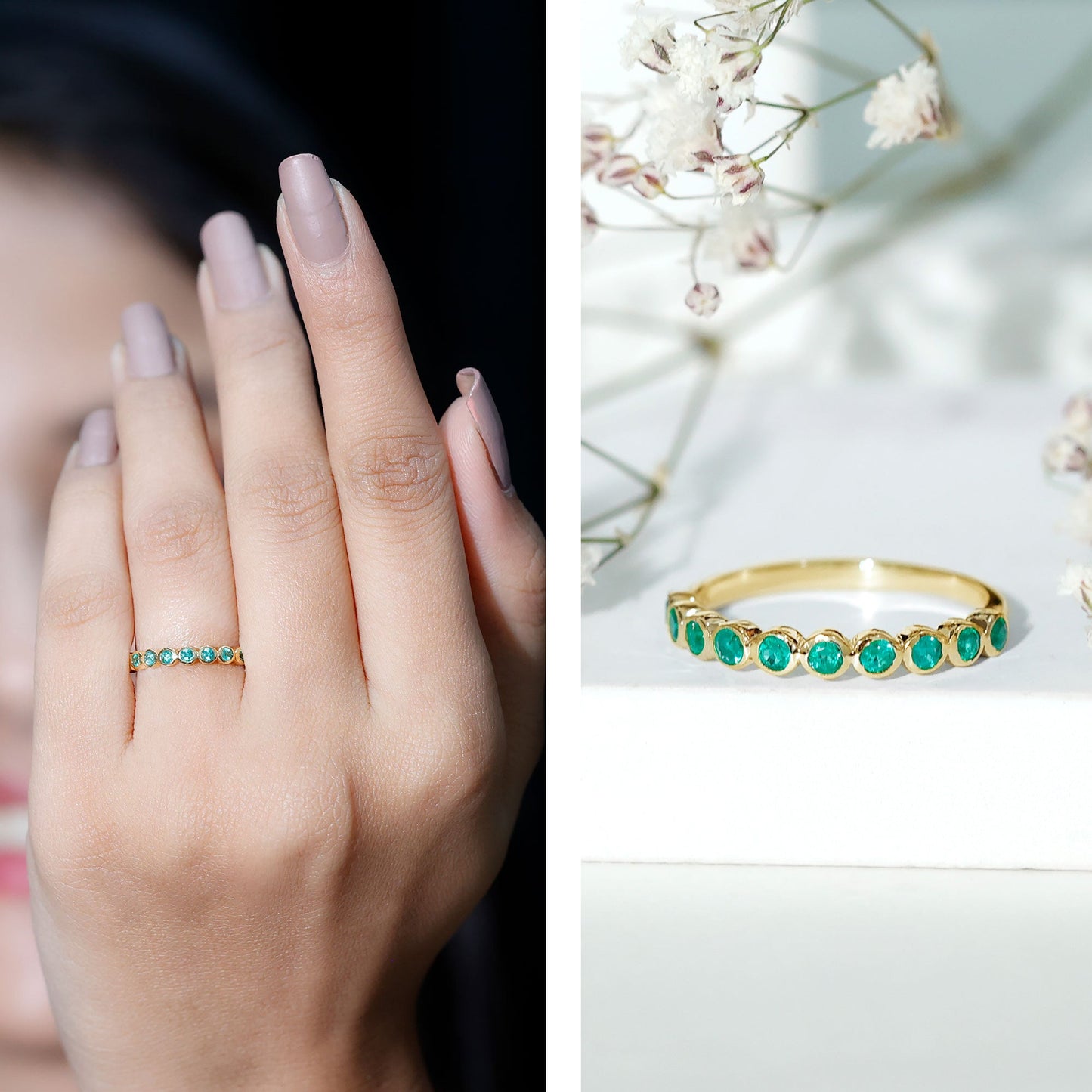 Certified Bezel Set Emerald Eternity Band Ring