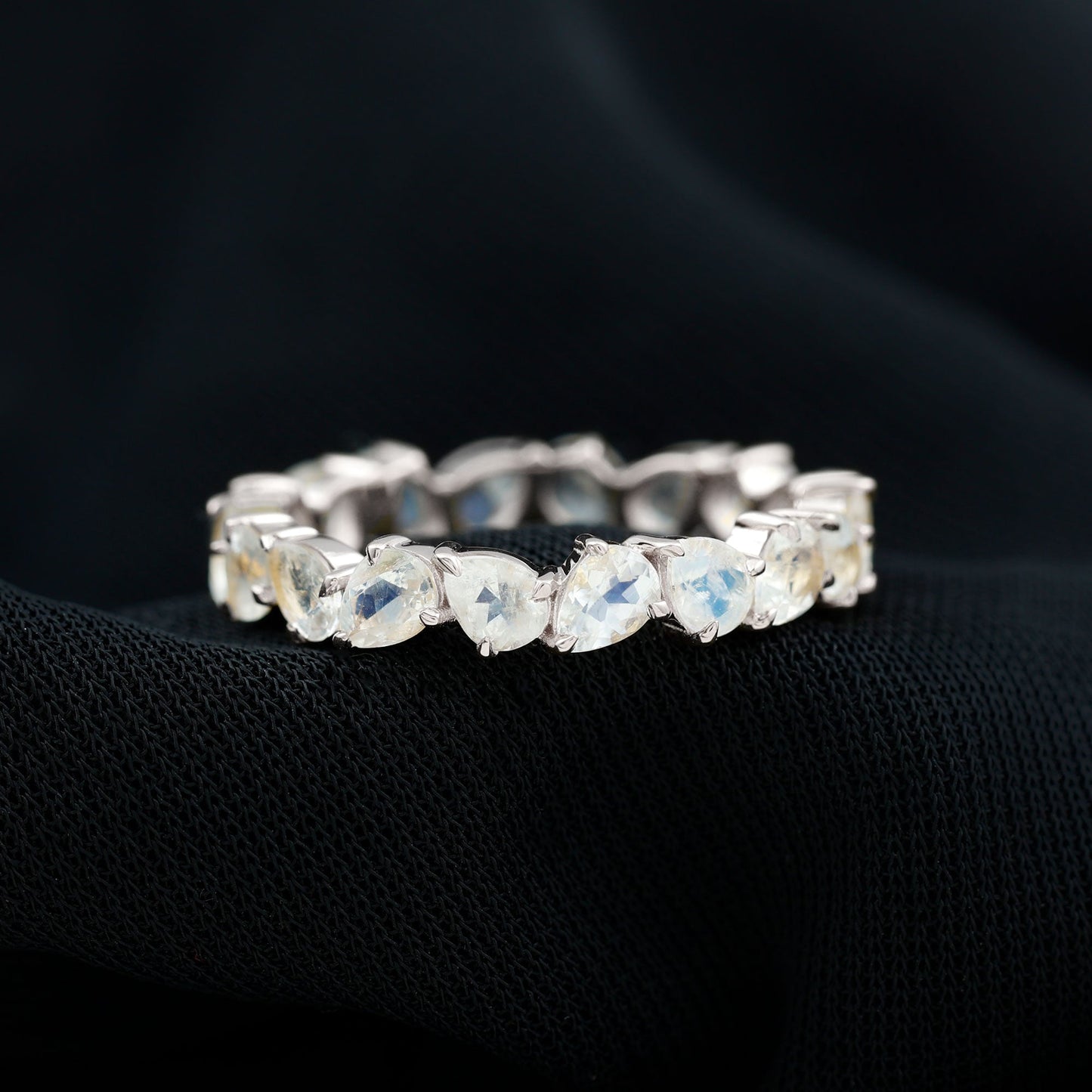 4.4 Carat Pear Cut Moonstone Eternity Band Ring