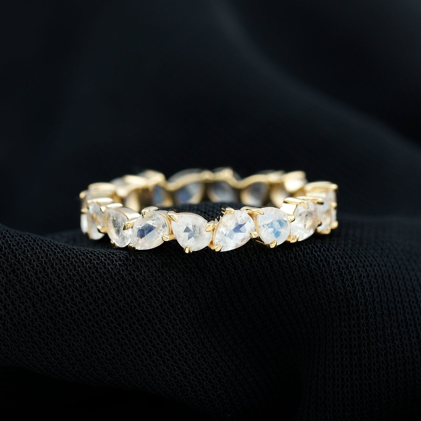 4.4 Carat Pear Cut Moonstone Eternity Band Ring