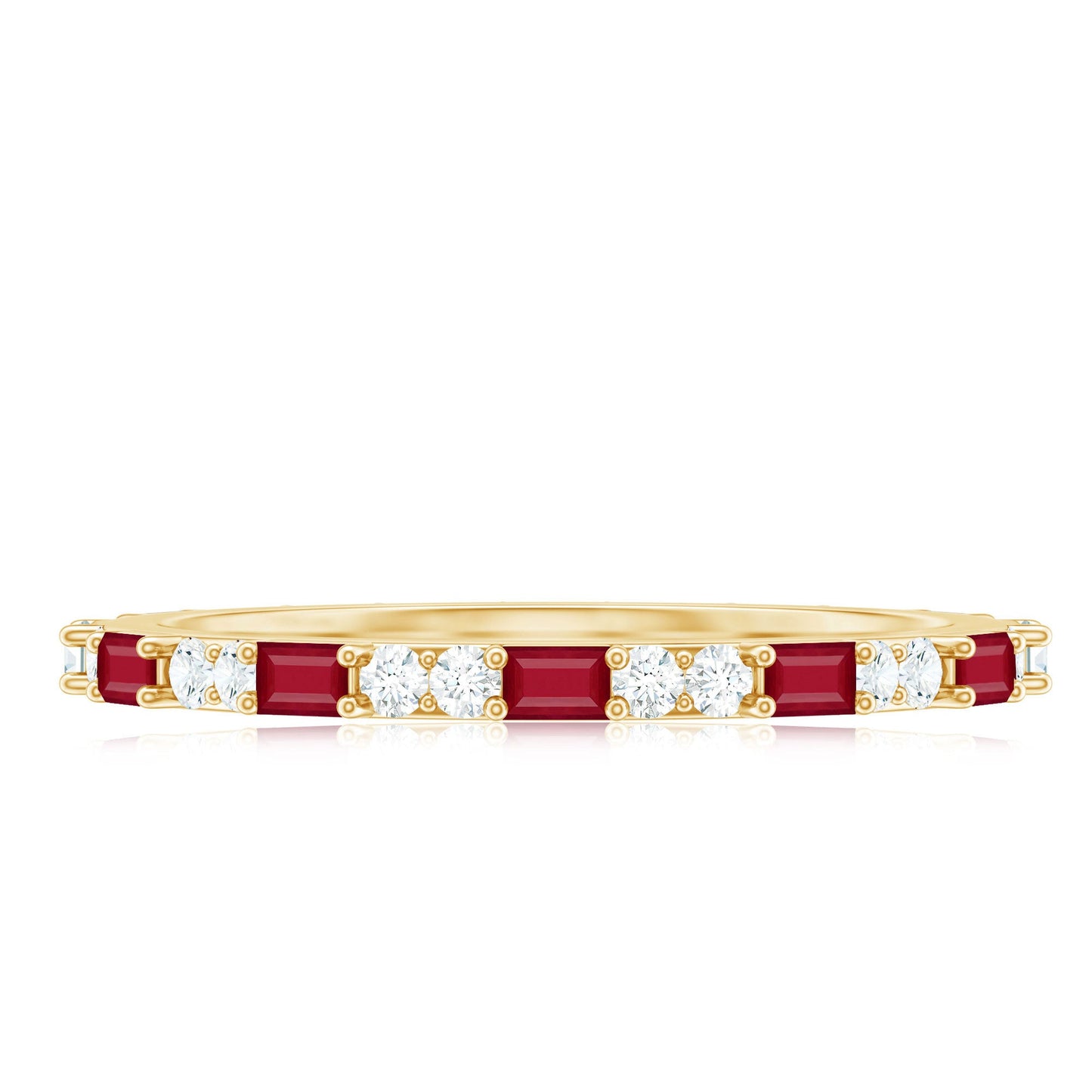 Genuine Baguette Ruby Diamond Eternity Ring for Women