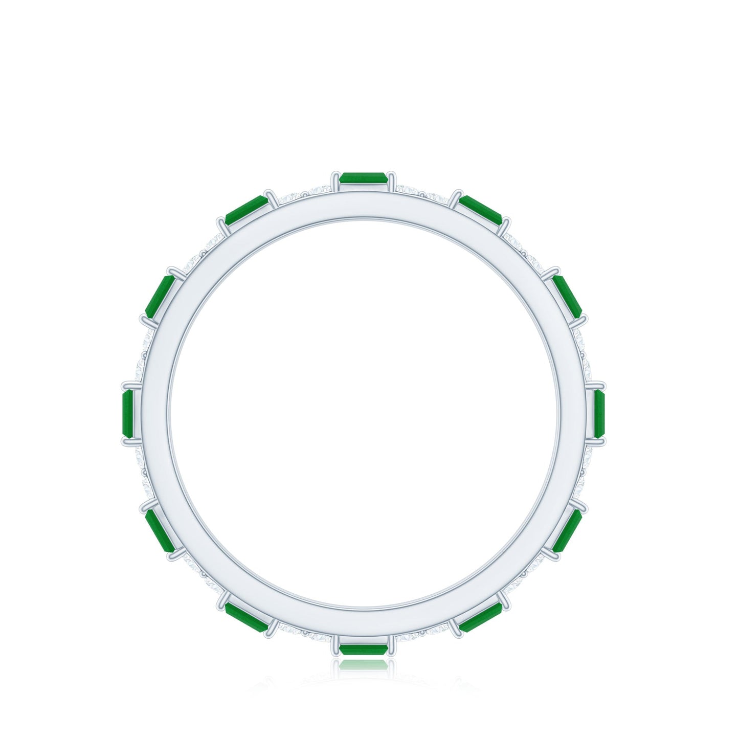 Natural Baguette Emerald Diamond Eternity Ring in East West Style