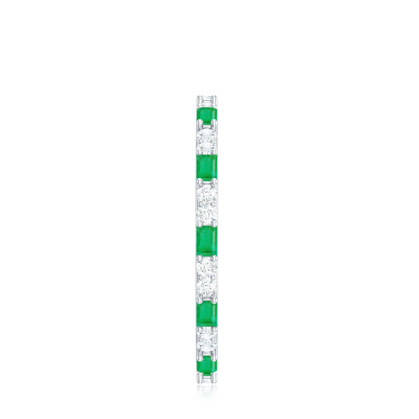 Natural Baguette Emerald Diamond Eternity Ring in East West Style