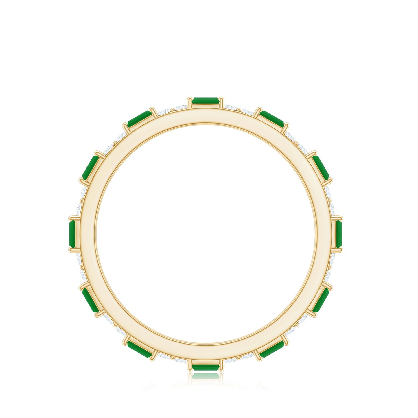 Natural Baguette Emerald Diamond Eternity Ring in East West Style