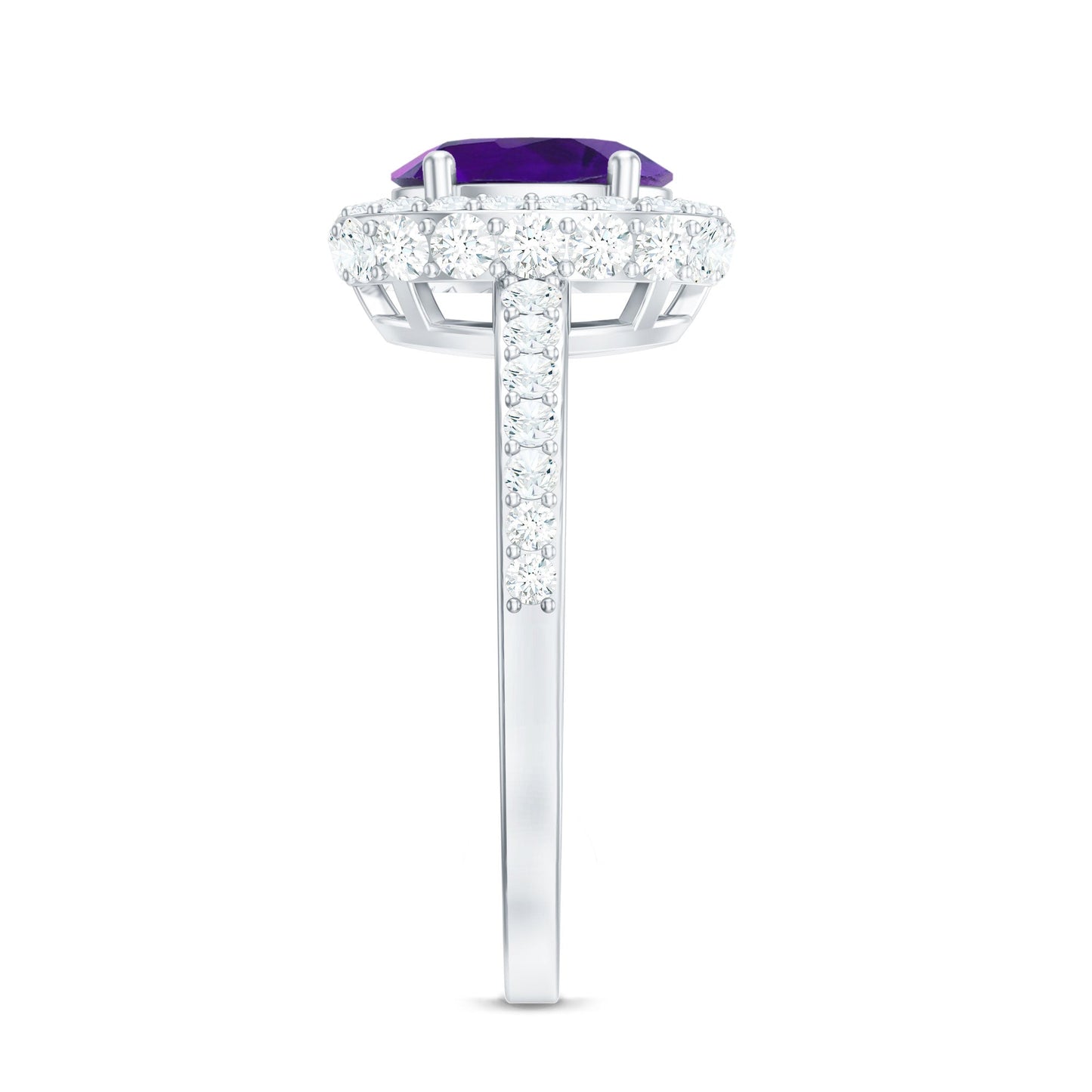 Oval Amethyst Engagement Ring with Moissanite Halo