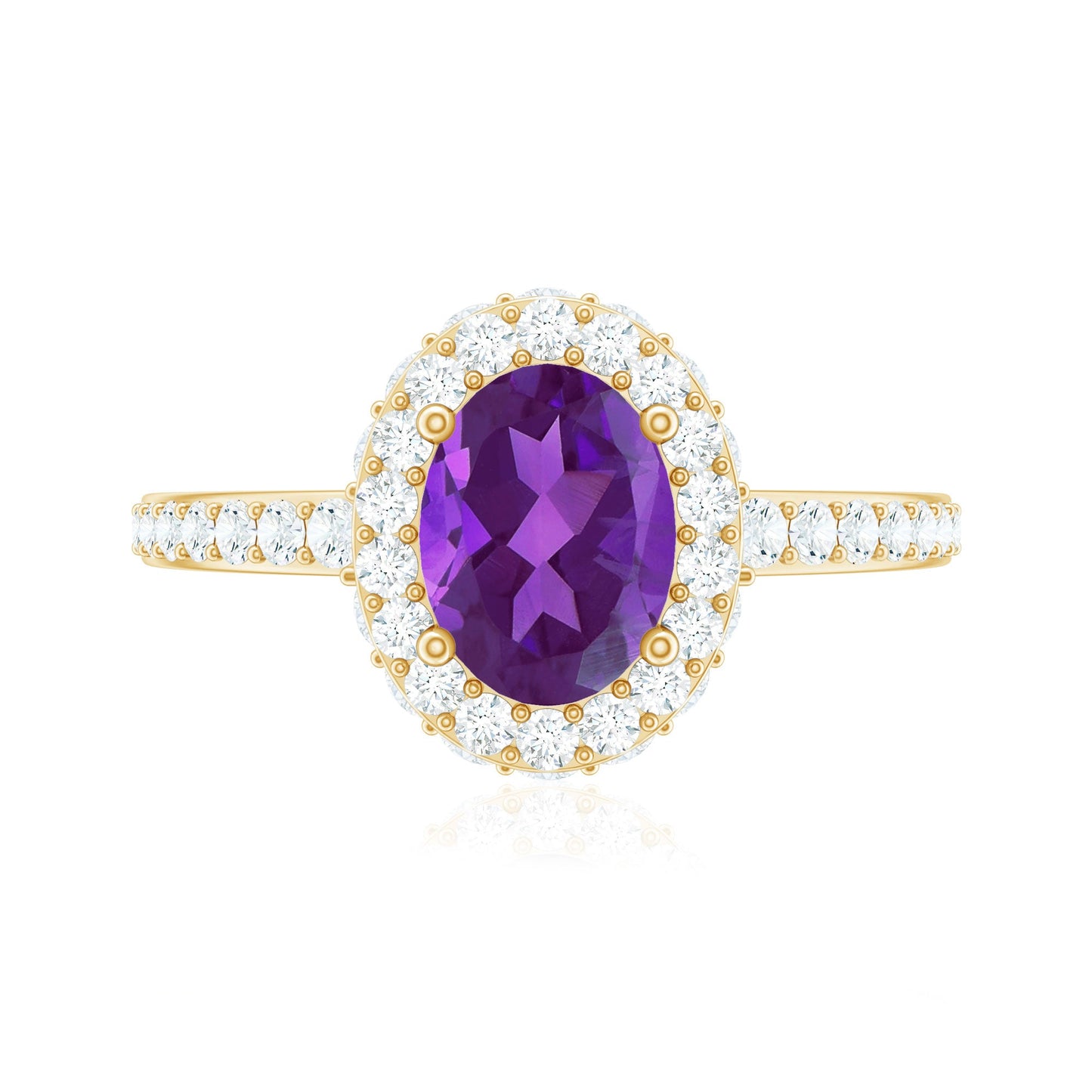 Oval Amethyst Engagement Ring with Moissanite Halo